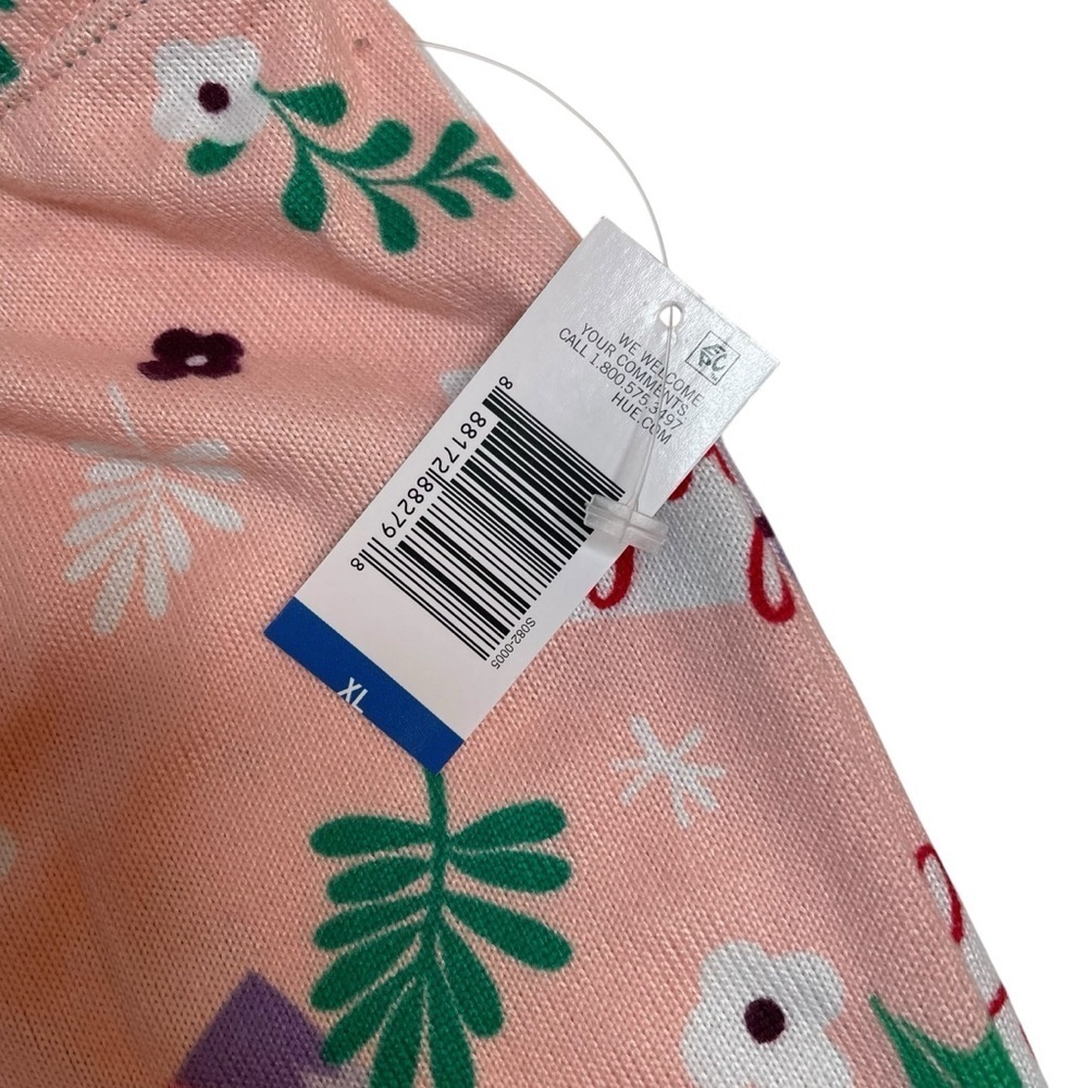 HUE Comforts And Joy Mid-Rise Pajama Pants Pink Christmas Print XL New - Picture 4 of 7
